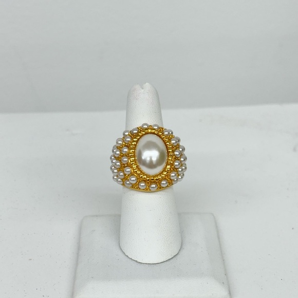 Baroque Pearl Stainless Steel Chunky Ring - Picture 4 of 6